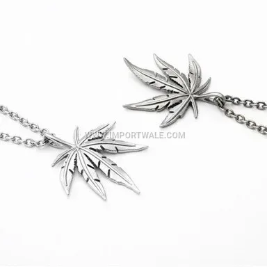 Hip-Hop Style Stainless Steel Maple Leaf Pendant