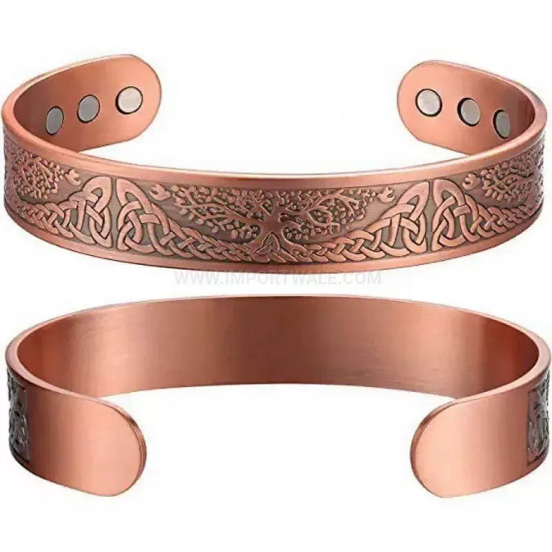 Tree of Life Magnetic Pure Red Copper Bangle