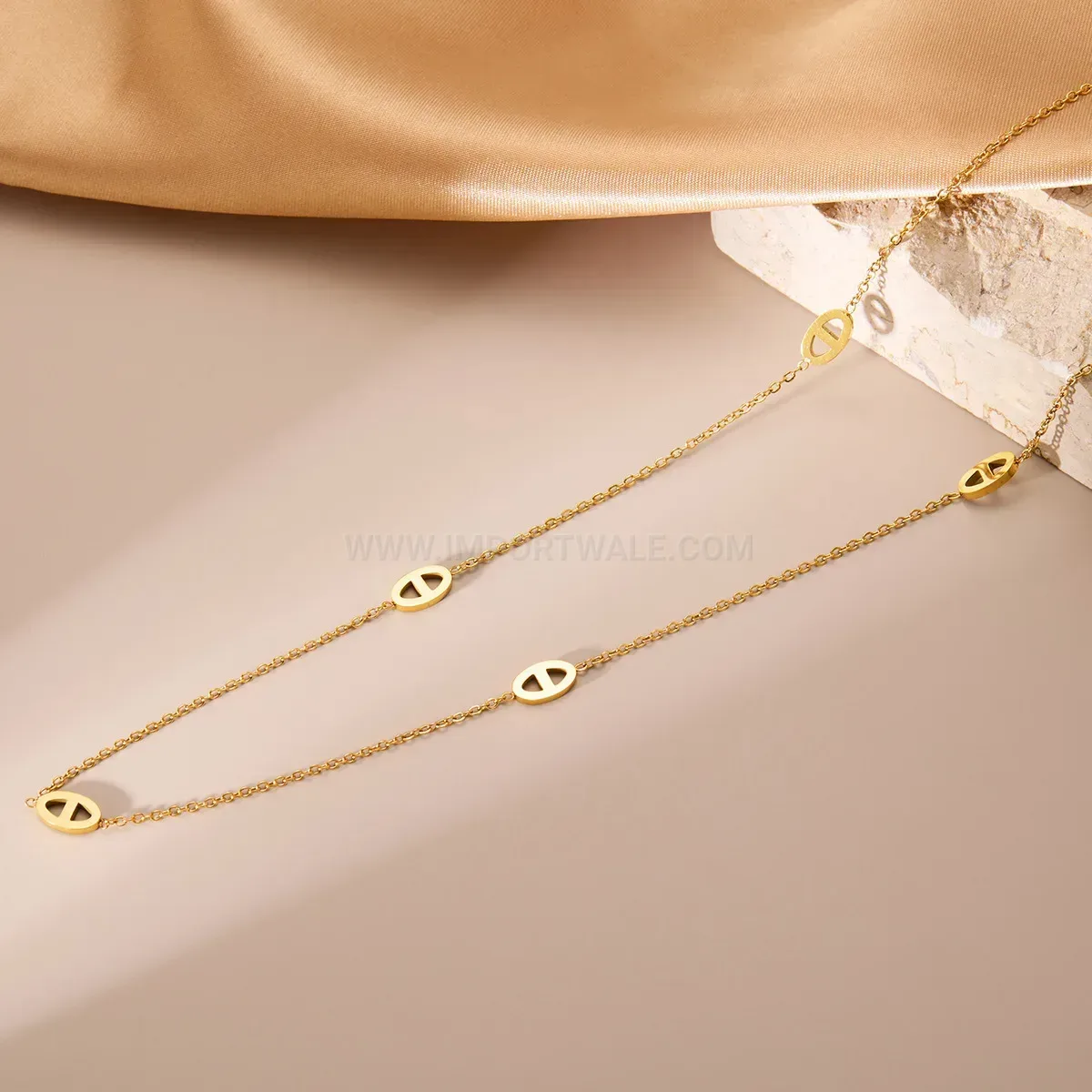 Bold Layered Titanium Steel Pig Nose Link Long Sweater Necklace