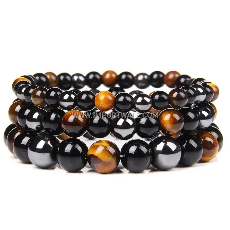 Multi-Strand Textured Leather Magnetic Clasp Wrap Bracelet