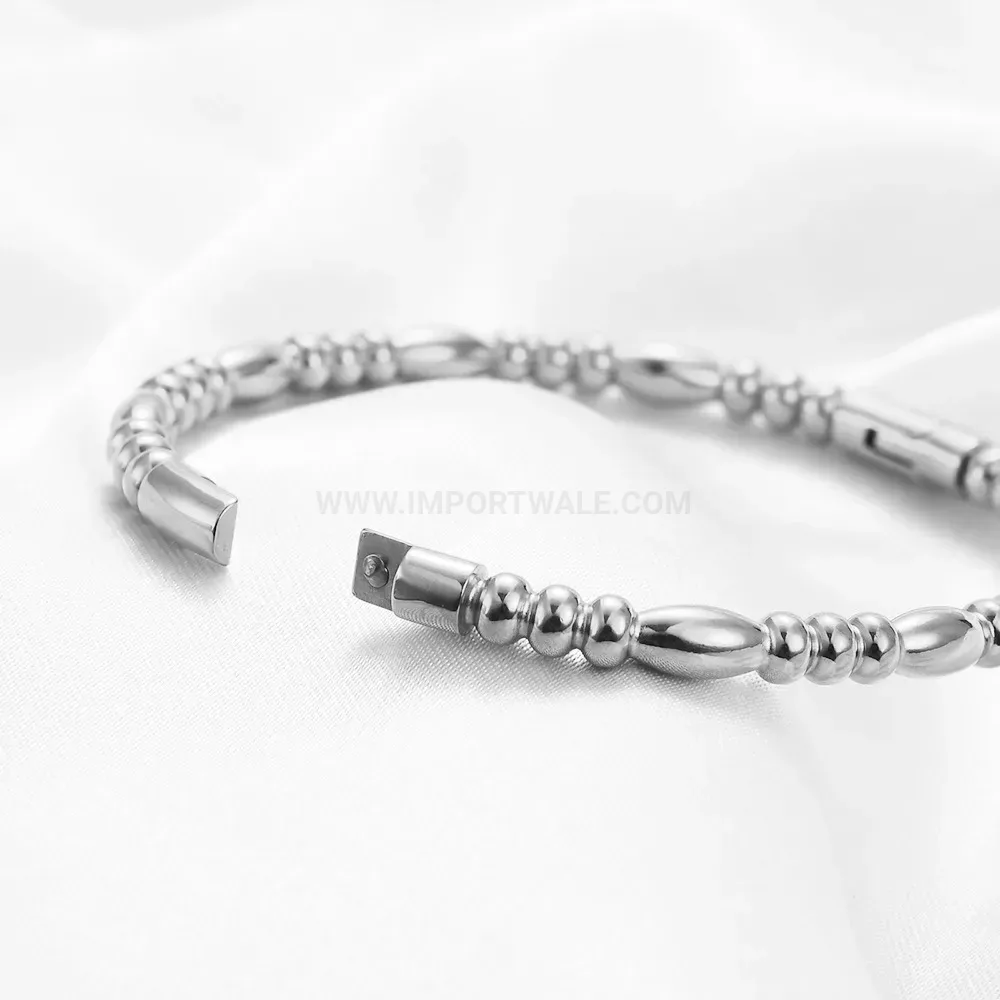 Classic Sleek Bamboo Joint Design Stainless Steel Bangle Bracelet