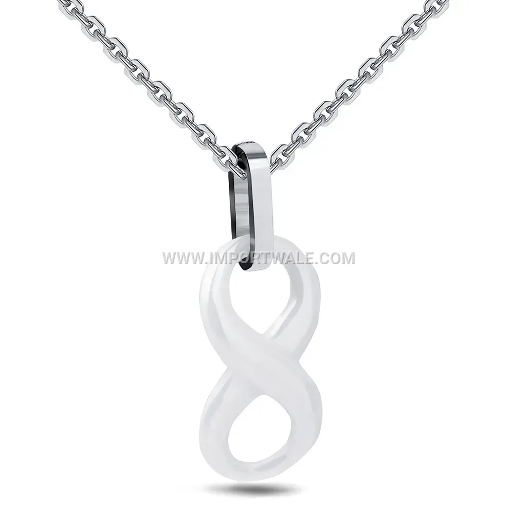 White Ceramic Figure Eight Layered Pendant Necklace