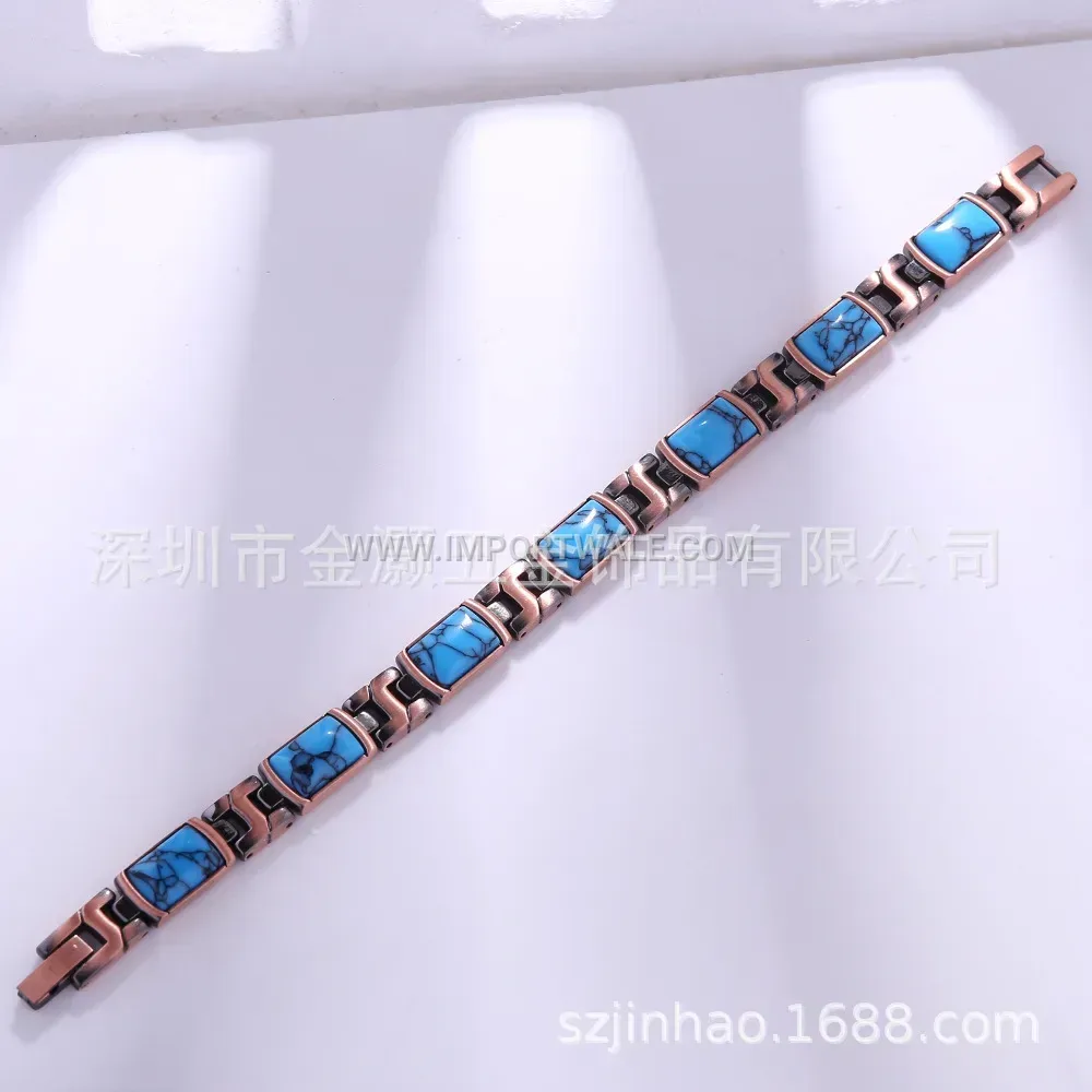 Retro Geometric Square Alloy Magnetic Therapy Bracelet