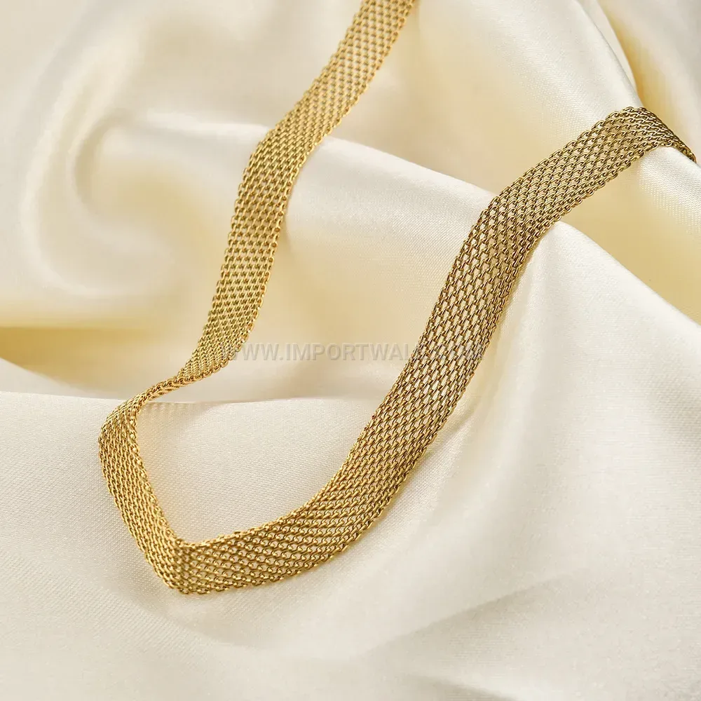 Minimalist Hollow Wide Metallic Stainless Steel Choker Necklace
