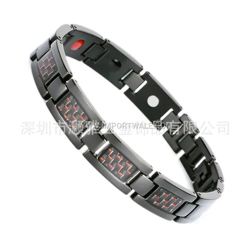Men Titanium Steel Magnetic Bracelet with Carbon Fiber