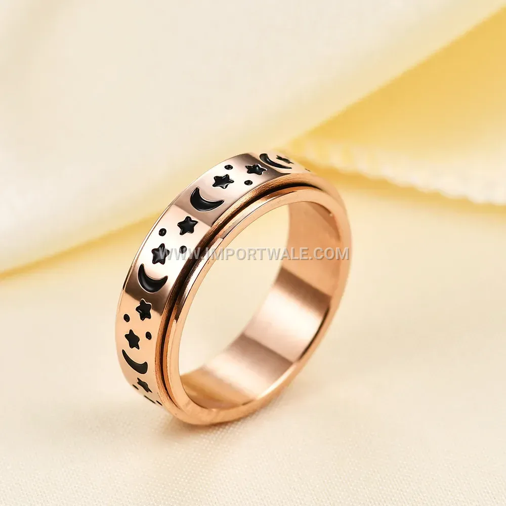 Rotating Celestial Stainless Steel Spinner Ring
