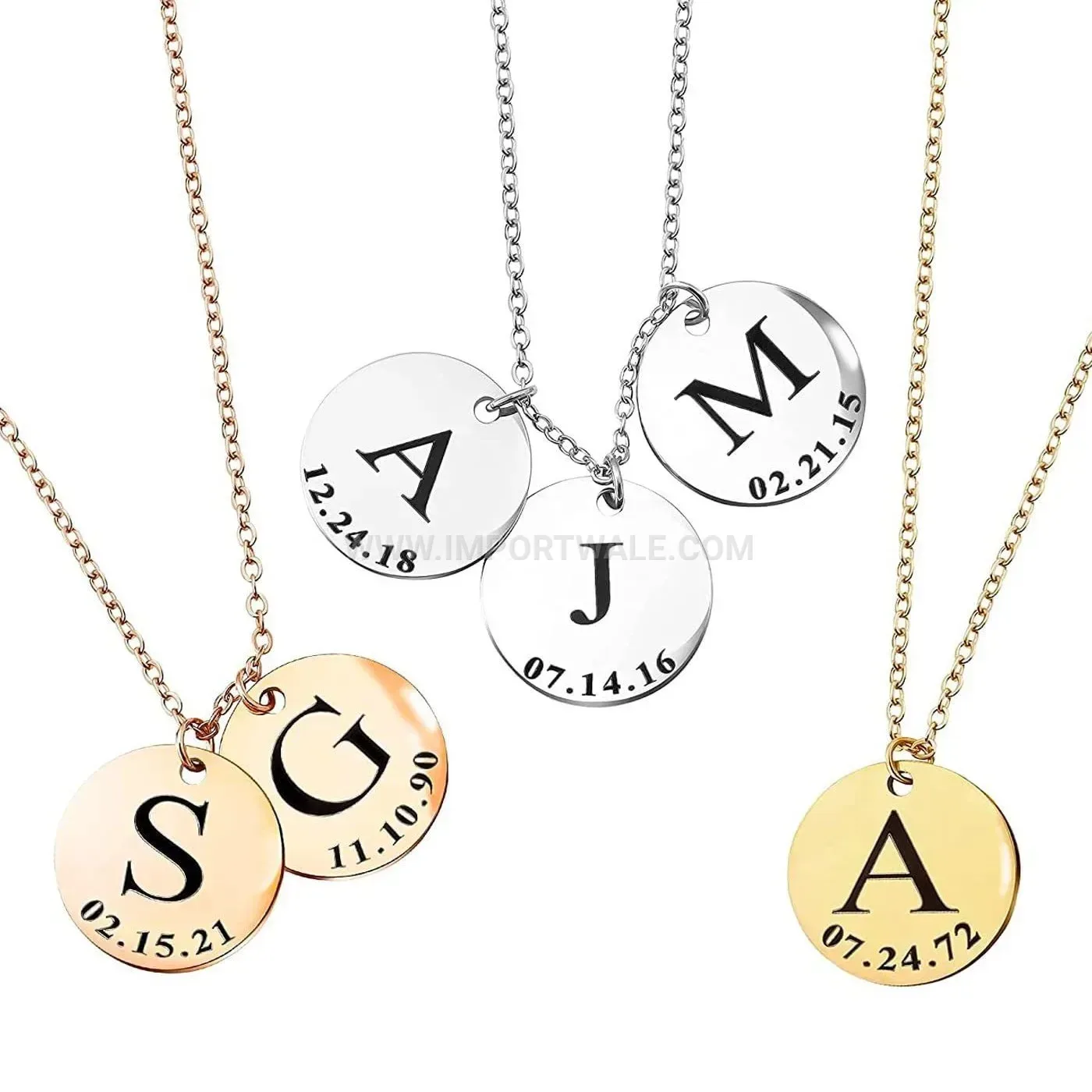 Smooth Stainless Steel Disc Pendant Necklace