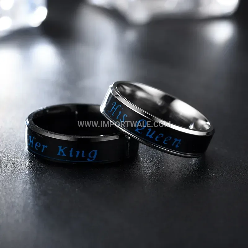 Temperature Sensitive Stainless Steel Couple Crown Ring