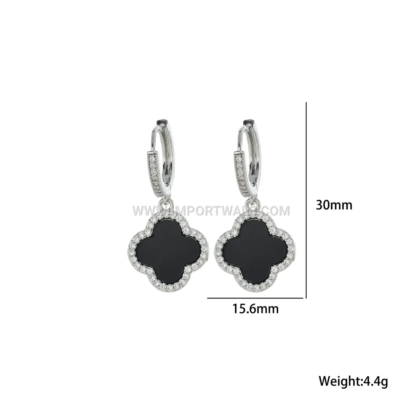 Crystal Accent Stainless Steel Clover Stud Earrings