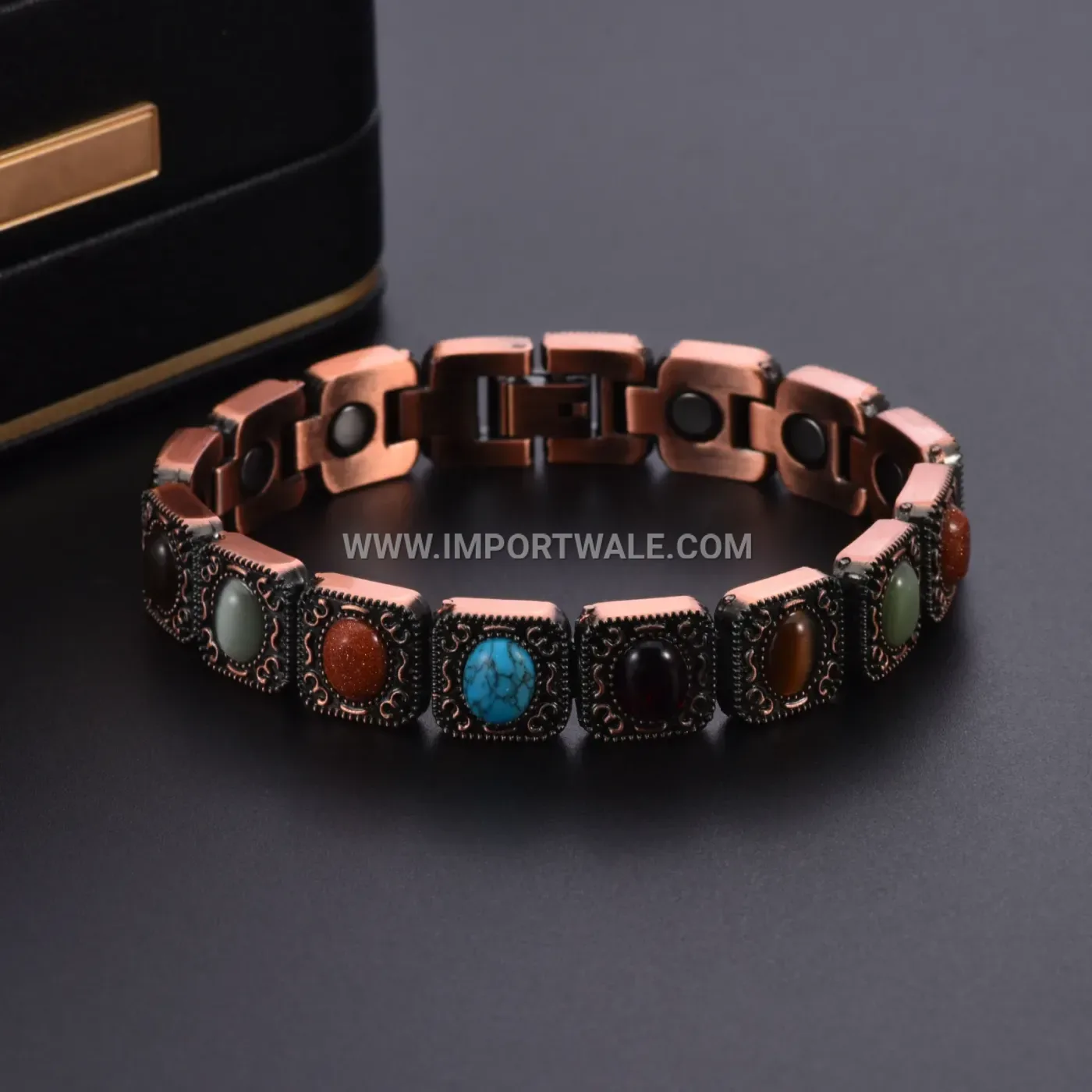 Men Vintage Red Bronze Magnetic Bracelet