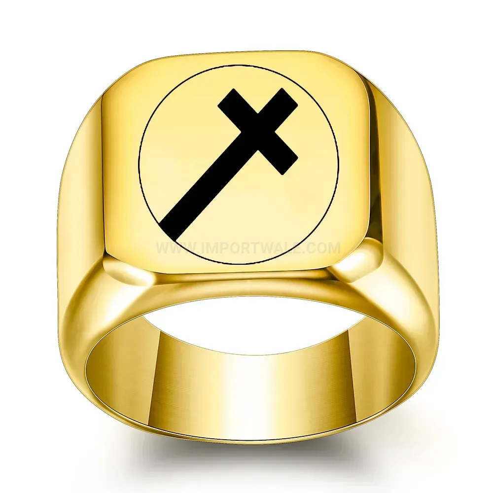 Stylish Square Cross Motif Stainless Steel Signet Ring