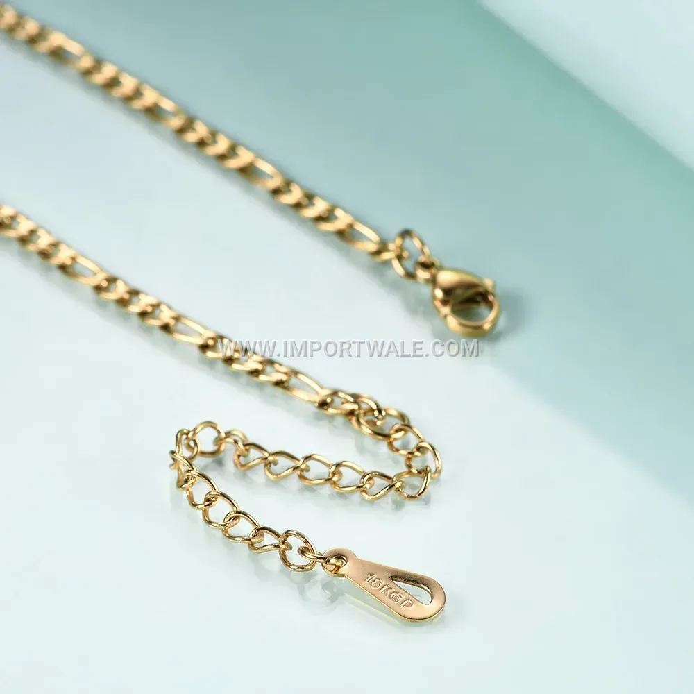 Station Figaro Chain Stainless Steel Link Bracelet