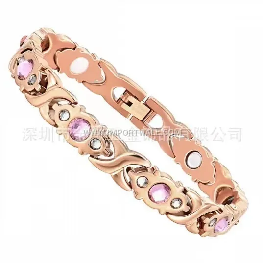 Women's Diamond-Set Titanium Steel Magnetic Link Bracelet