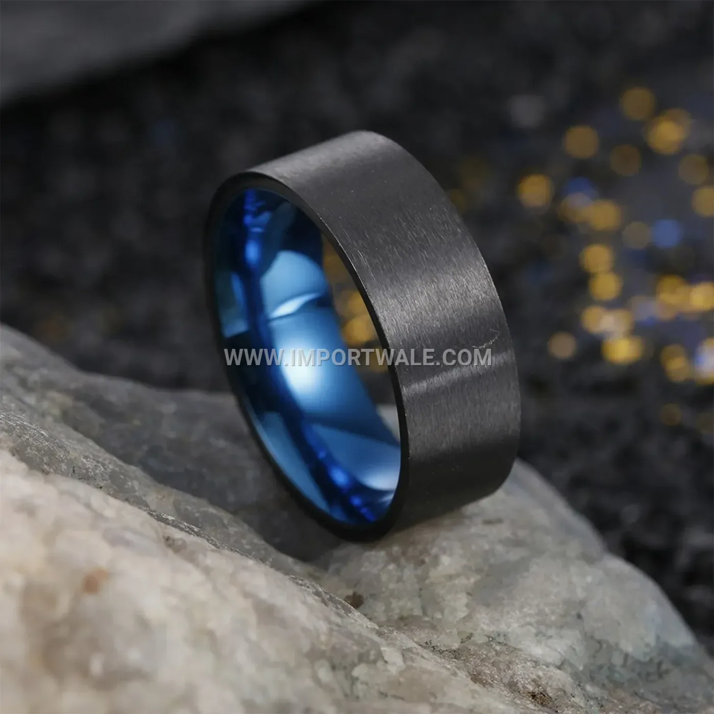 Two-Tone Brushed Stainless Steel Band Ring