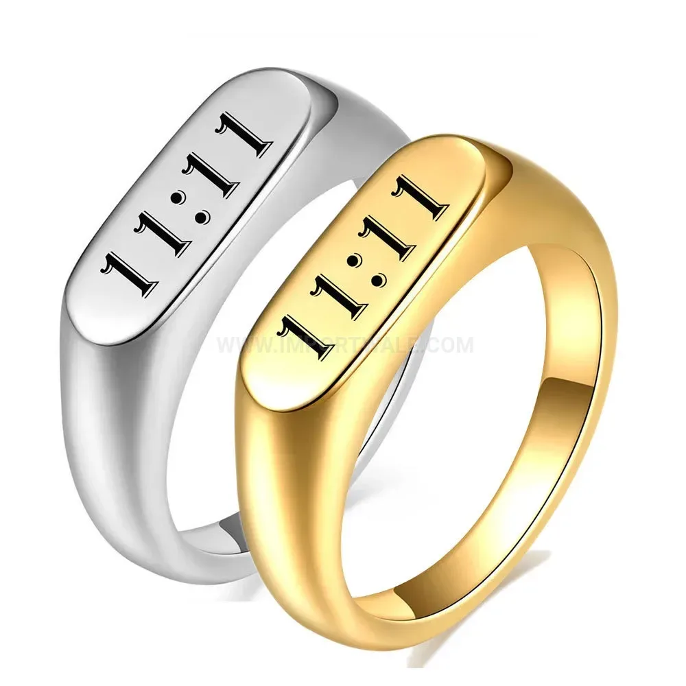 Fashion Engraved Oval Stainless Steel Signet Ring