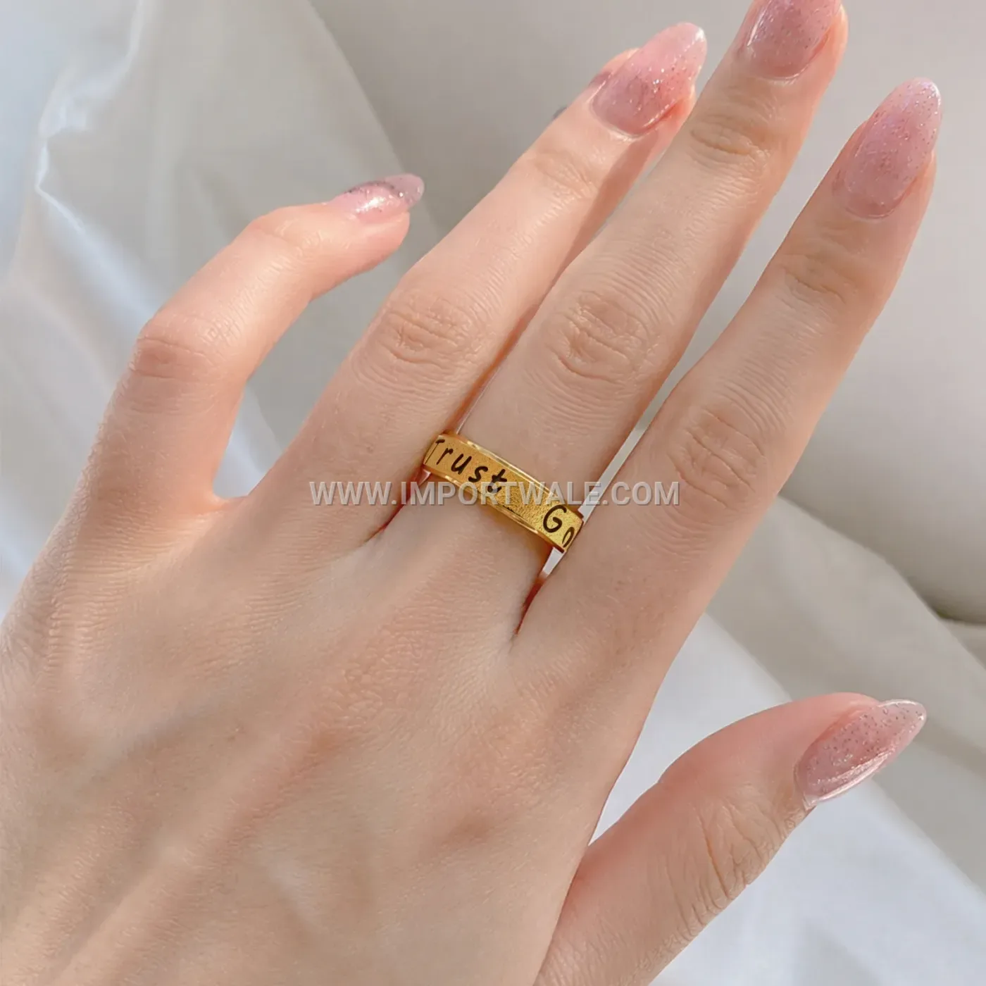 Hollow Cross Lettering Stainless Steel Spinner Ring