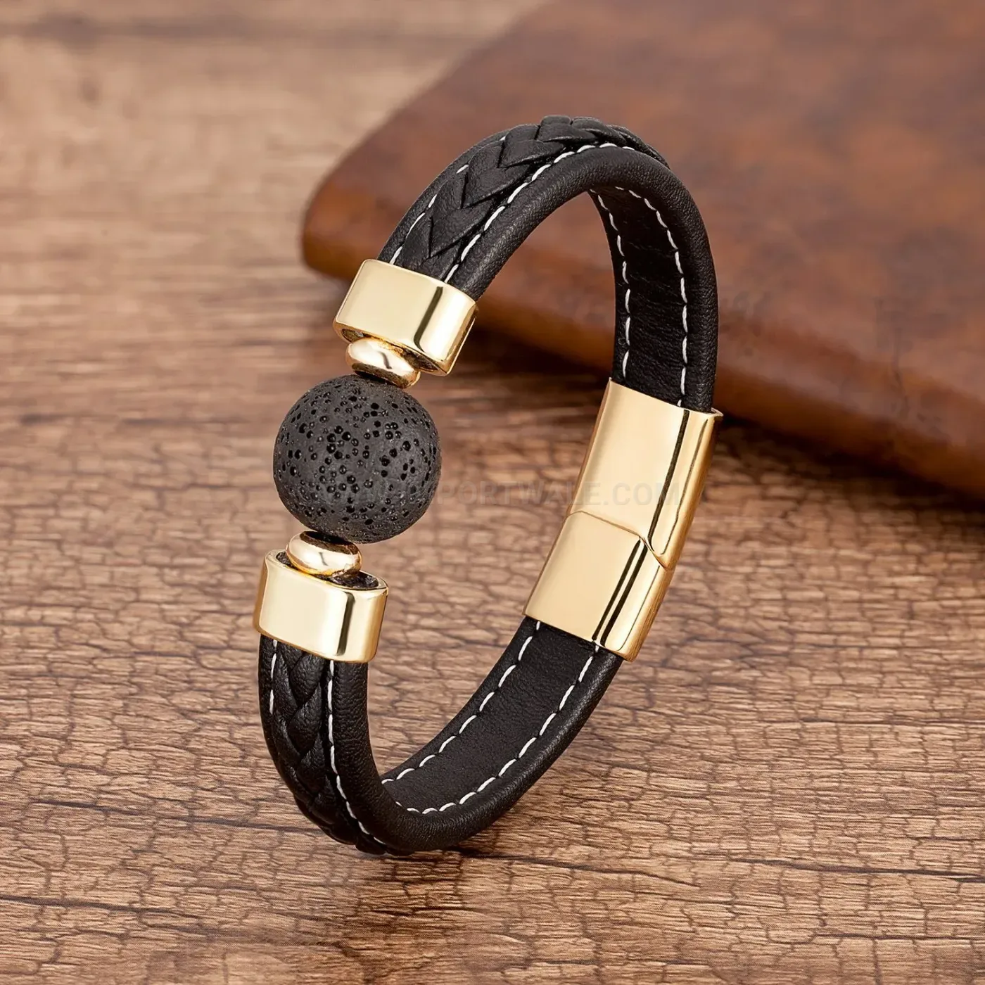 Braided Leather Cord Natural Stone Men Bracelet