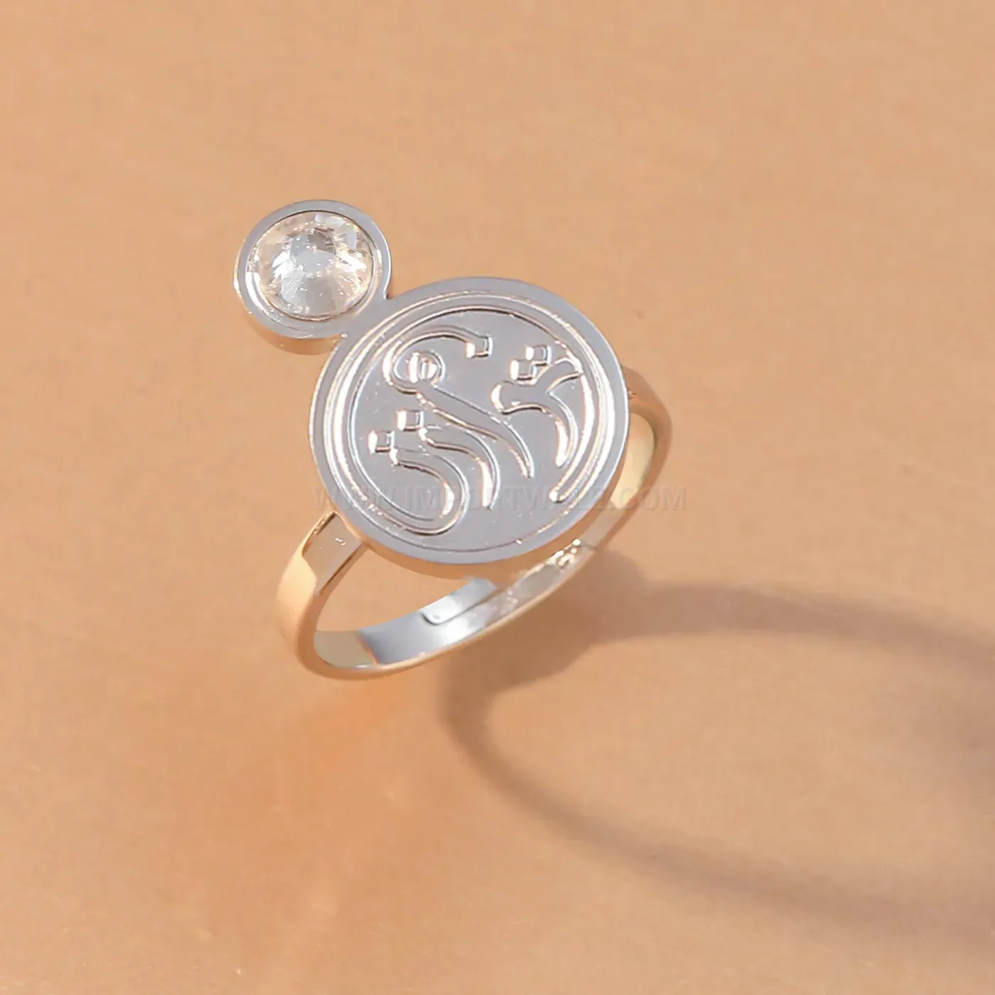 Stylish Cubic Zirconia Stainless Steel Vintage Scroll Adjustable Ring