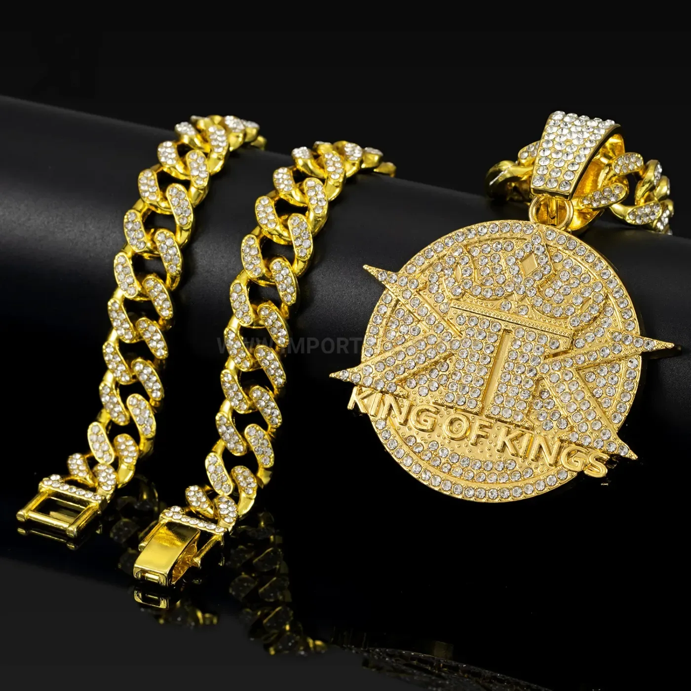 Crystal Encrusted King of Kings Hip Hop Pendant
