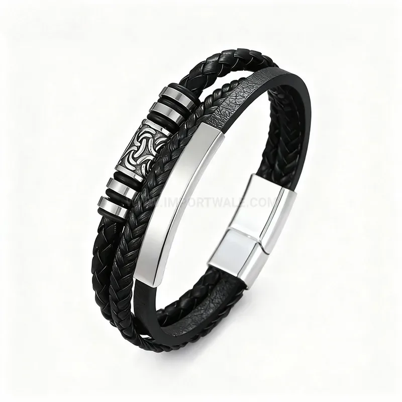 Fashion Handcrafted Braided Leather Geometric Pattern Bracelet