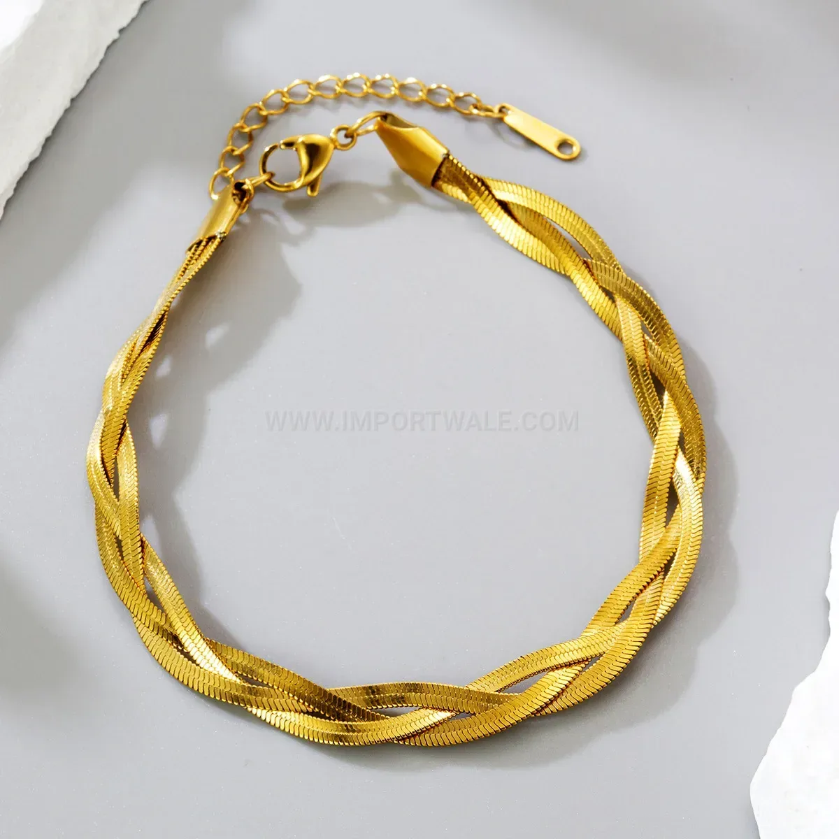 Designer Braided Snake Flat Blade Stainless Steel Chain Bracelet