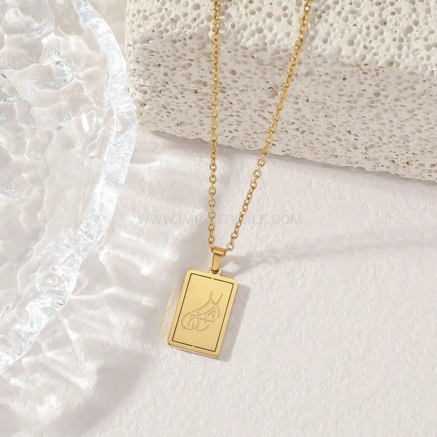 Elegant Arabic Calligraphy Stainless Steel Devotional Pendant Necklace