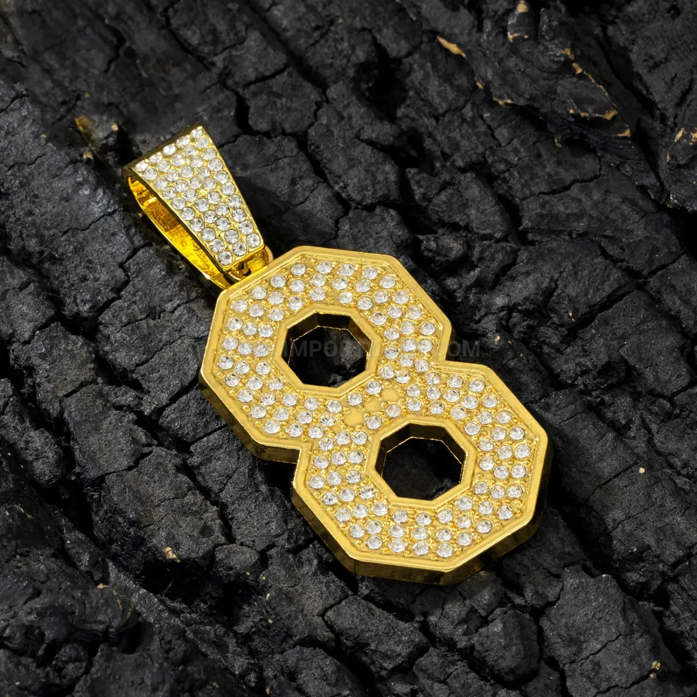Rhinestone Number 8 Alloy Hip Hop Pendant
