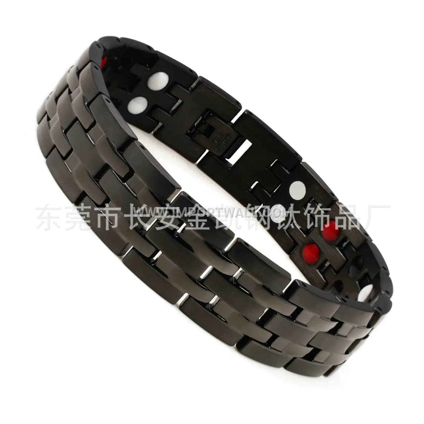 Men's Double Row Geometric Magnetic Steel Bracelet