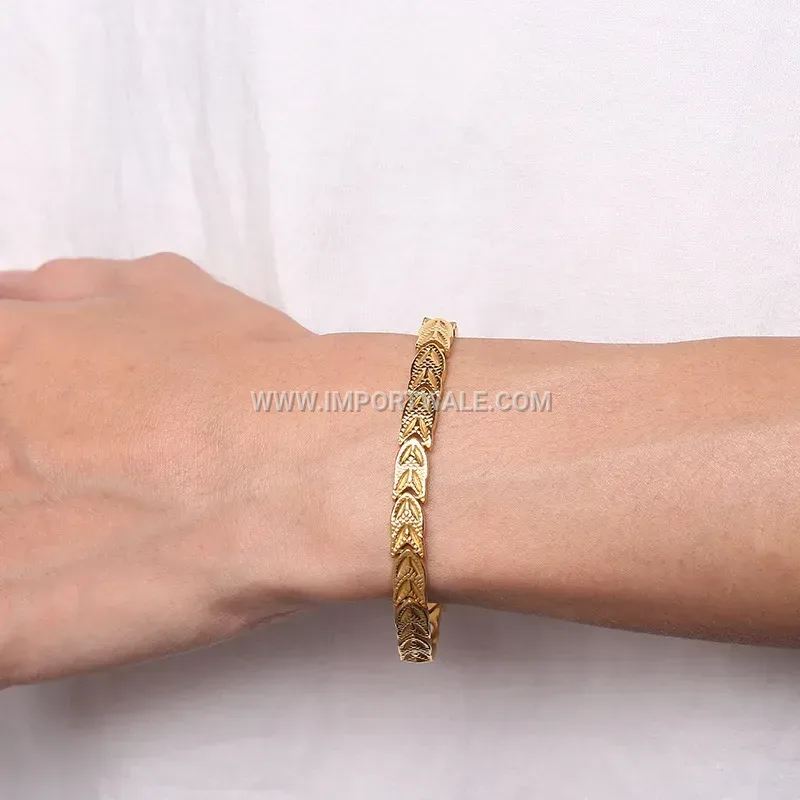 Gold Wheat Ear Magnetic Titanium Steel Health Bracelet