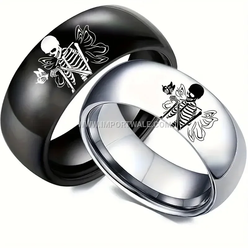 Stainless Steel Skeleton Band Ring with Curved Edges