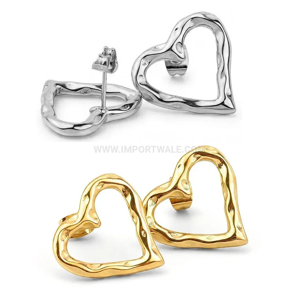 Openwork Heart Cutout Gold Plated Stainless Steel Earrings