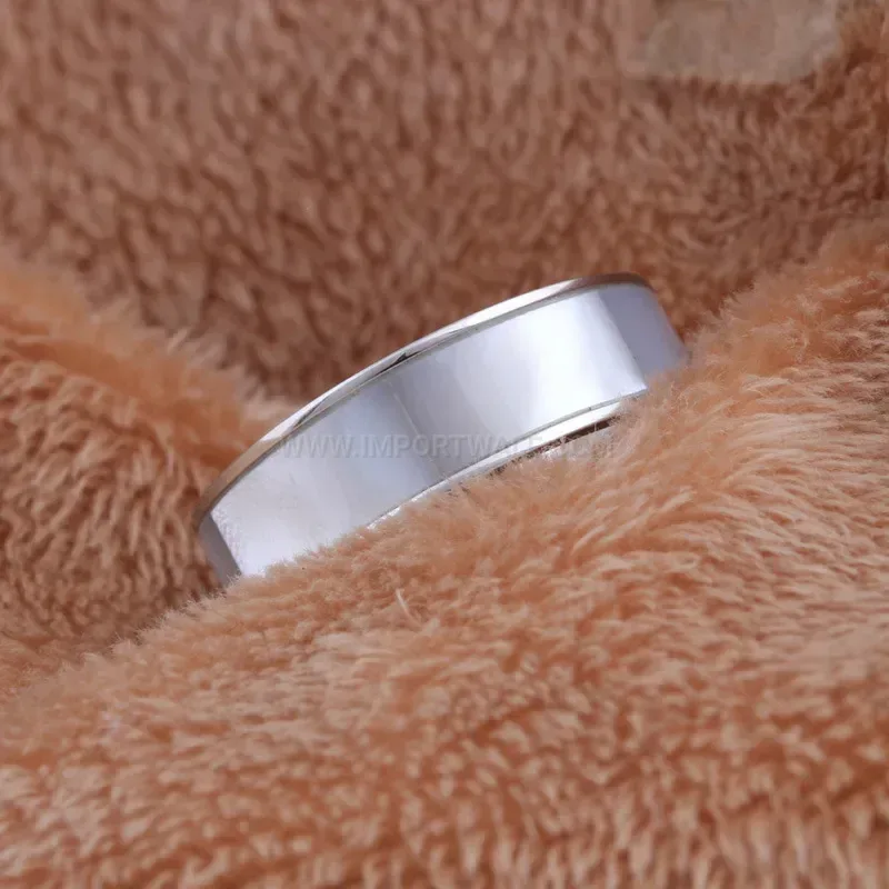 Premium Shell Inlaid Stainless Steel Band Ring 6mm