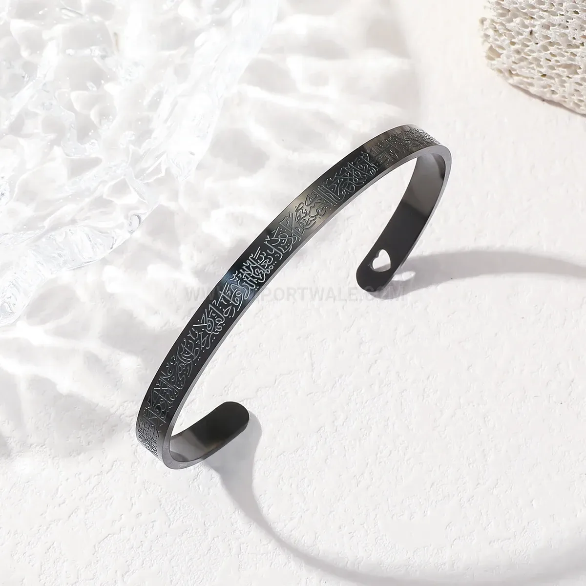 Heart Ayatul Kursi Plated Stainless Steel Cuff Bracelet
