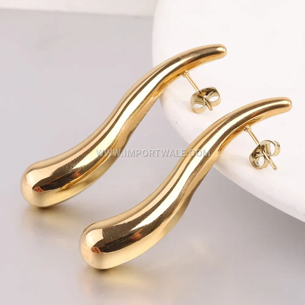 Minimalist Stainless Steel Hollow Teardrop Drop Earrings