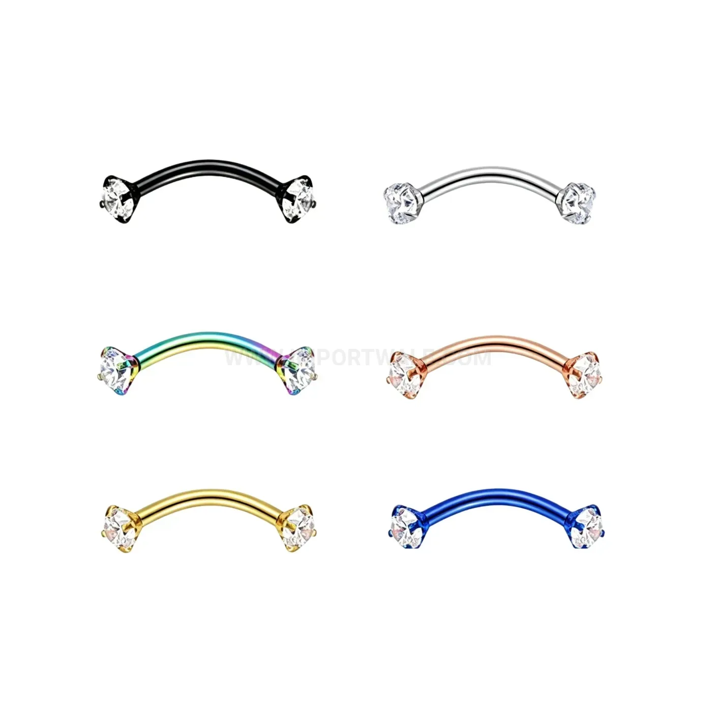 Chic Stainless Steel Curved Barbell Rhinestone Body Piercing Jewelry
