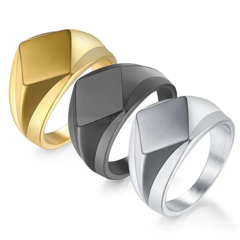 Bold Rhombus Polished Stainless Steel Signet Ring