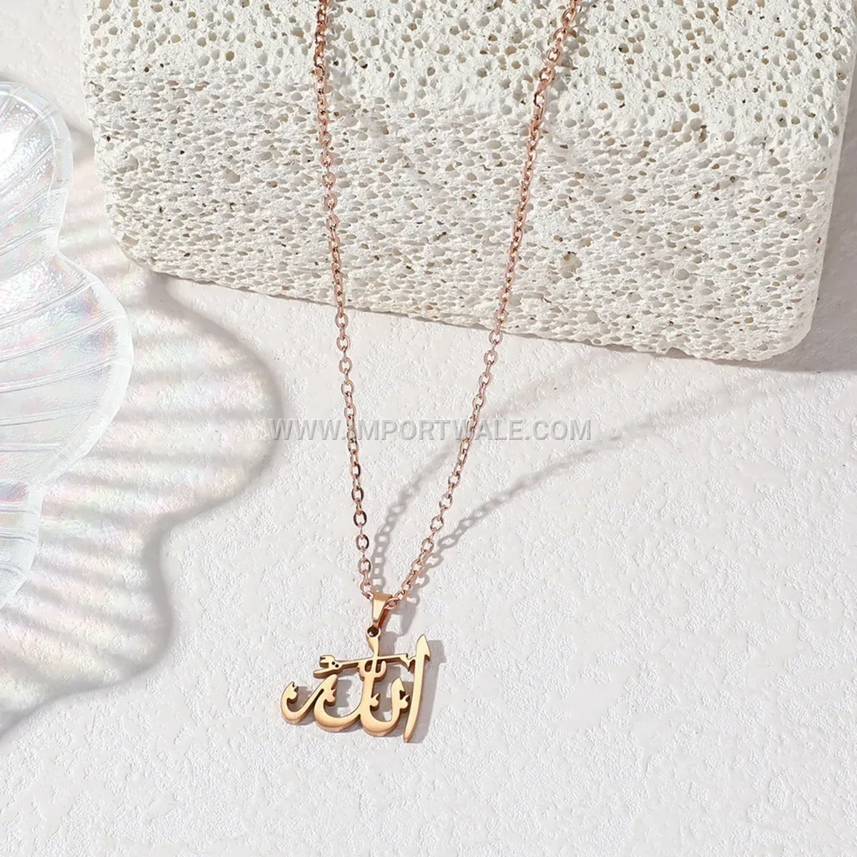 Stainless Steel Arabic Allah Calligraphy Pendant Religious Islamic Necklace