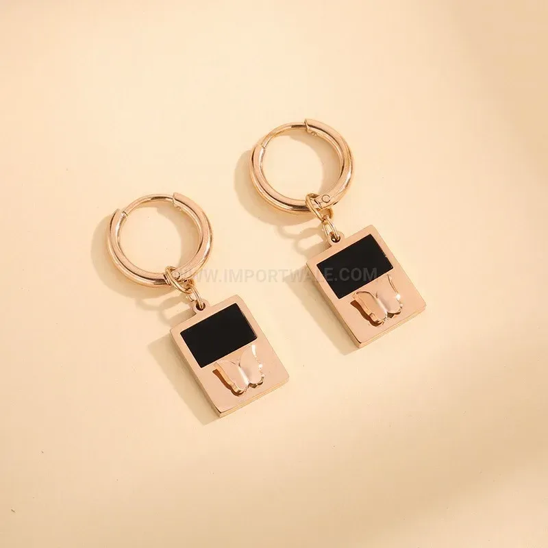 Square Butterfly Acrylic Titanium Steel Stud Earrings
