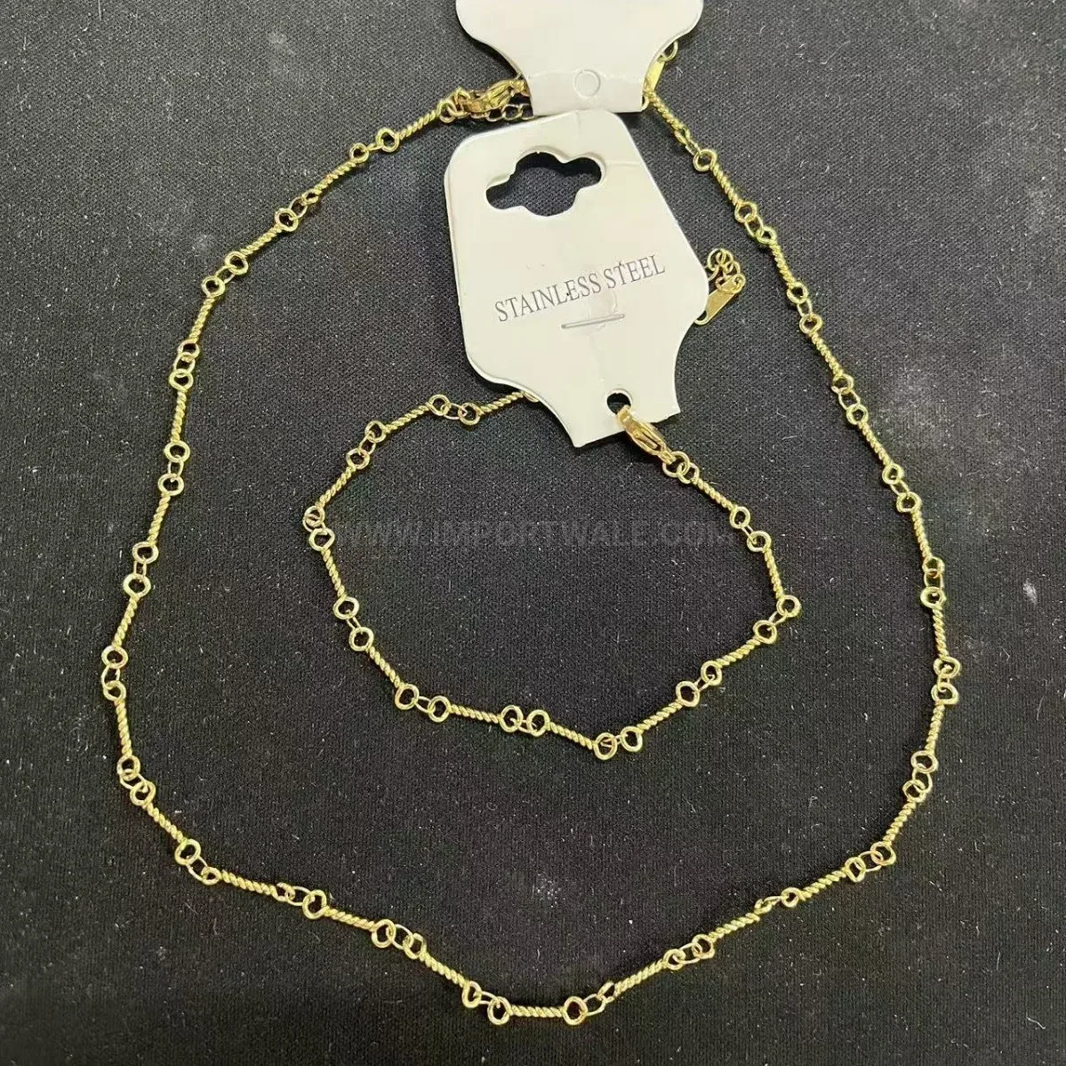 Designer Gold Plated Stainless Steel Interlocking Double Ring Chain Necklace