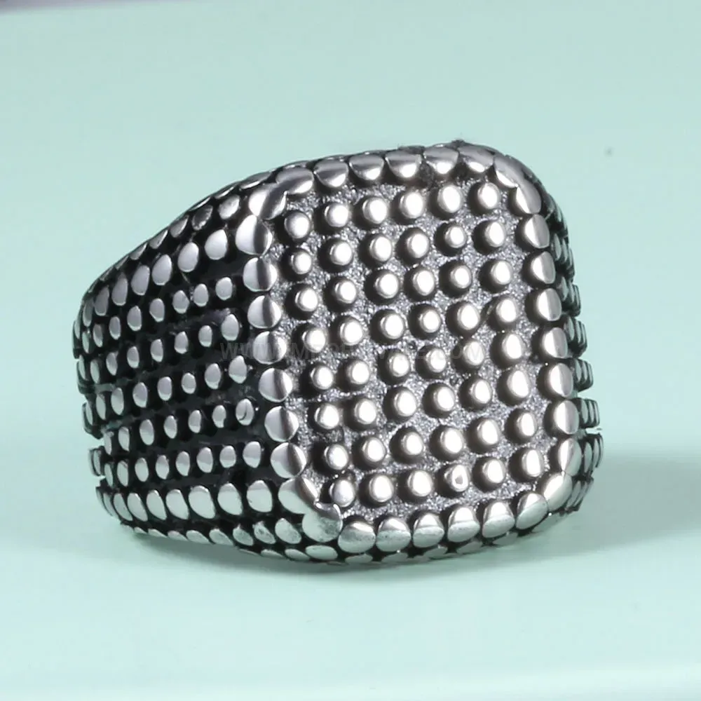 Designer Square Rivet Accent Stainless Steel Statement Band Ring
