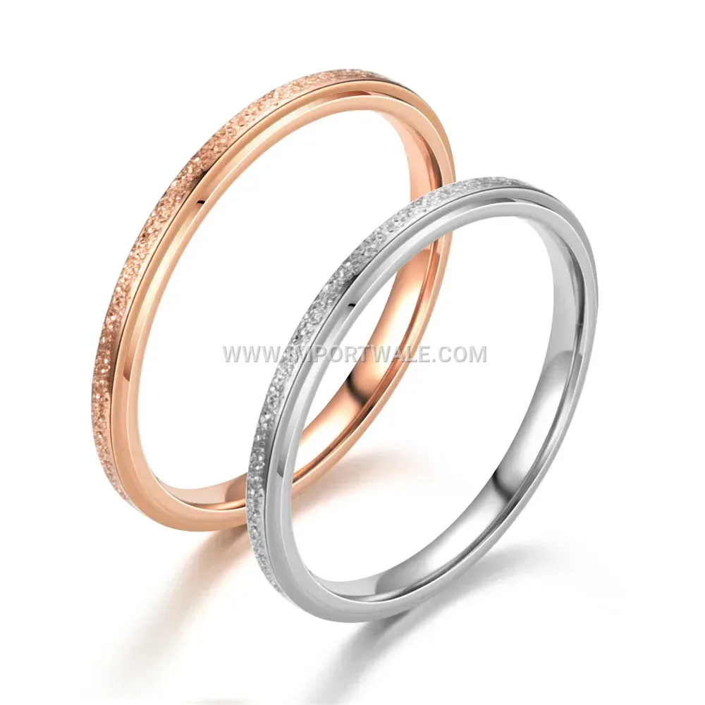 Slender Matte Sandblasted Stainless Steel Stacking Ring