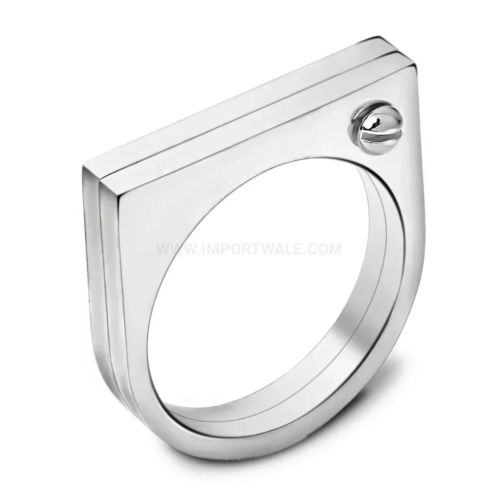 Elegant Double Layered Studded Stainless Steel Band Ring
