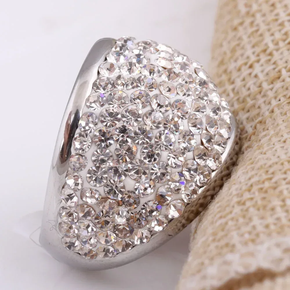 Vintage Stainless Steel Rhinestone Accent Ring