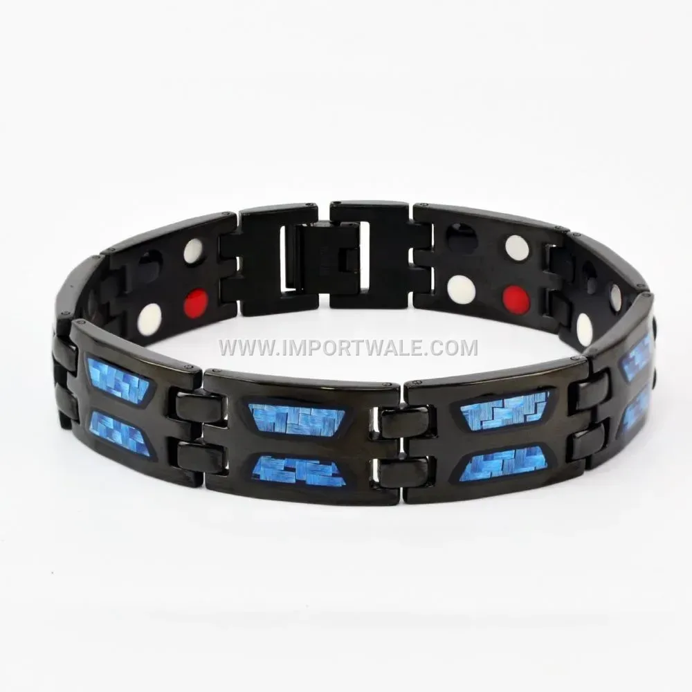 Men's Geometric Carbon Fiber Magnetic Titanium Steel Bracelet