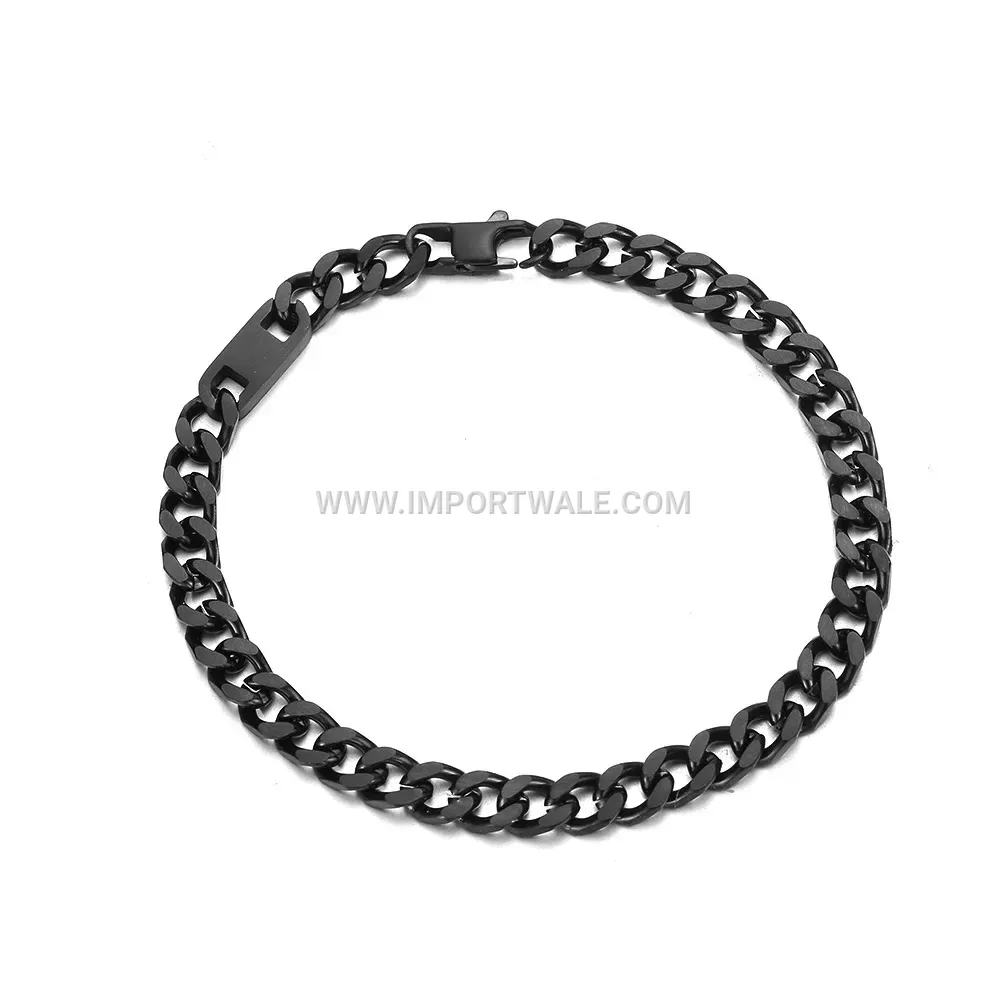 Chunky Black Plated Geometric Titanium Steel Chain Bracelet