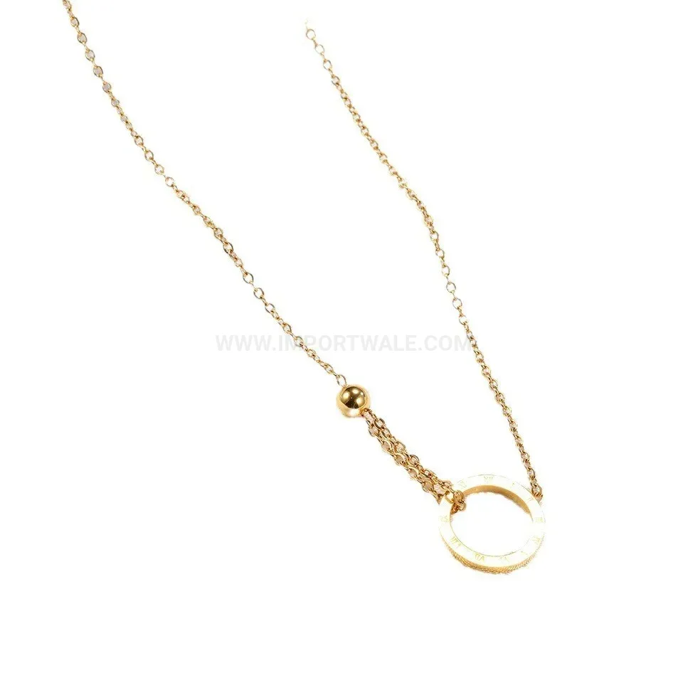 Elegant Sleek Titanium Steel Roman Numeral Disc Collar Necklace