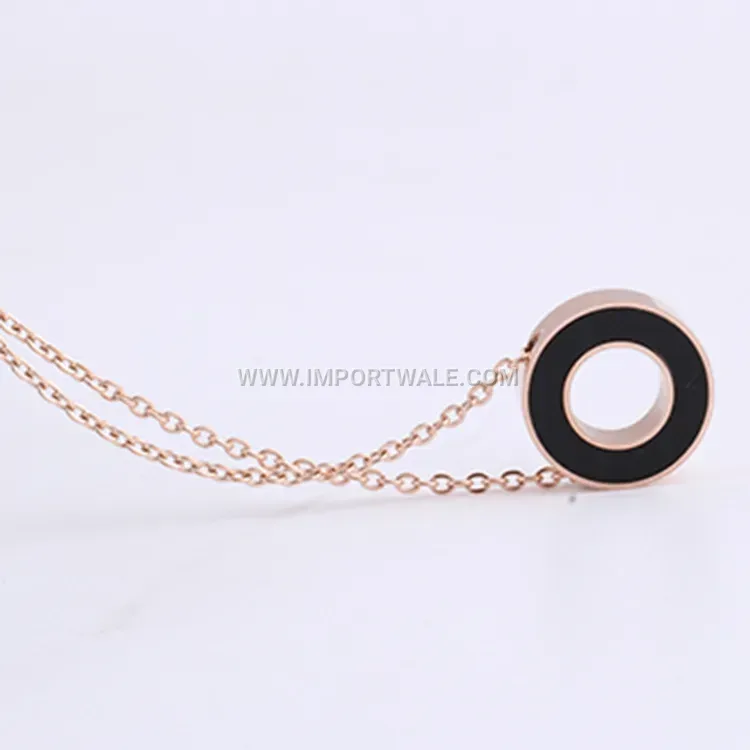 Geometric Hollow Shell Inlay Stainless Steel Layered Necklace