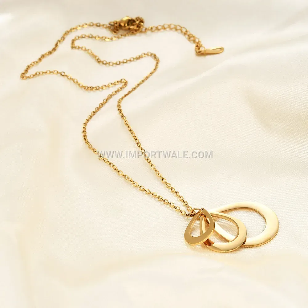 Minimalist Engraved Stainless Steel Teardrop Pendant Clavicle Chain