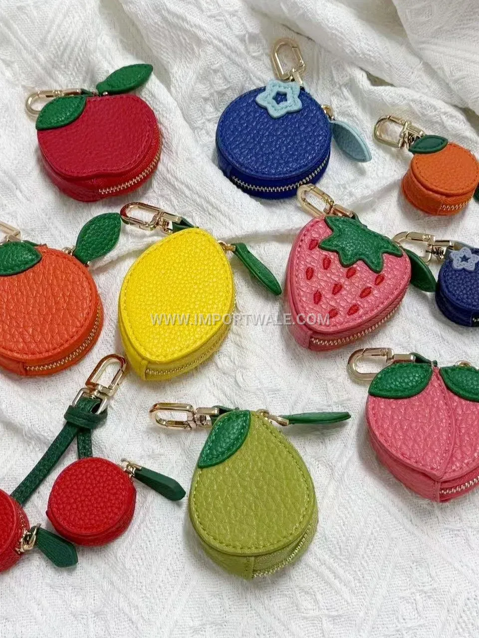 Fresh Fruit Leather Mini Pouch Keychain Charm