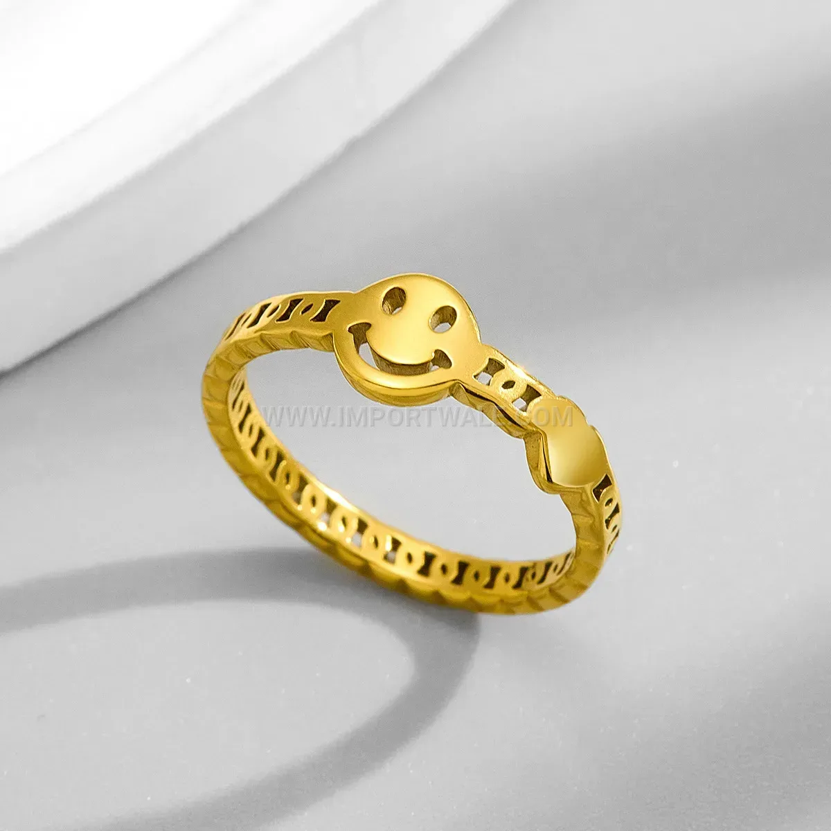 Cutout Smiley Face Stainless Steel Minimalist Band Ring